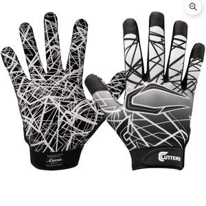 Cutters Adult Medium Game Day Football Receiver Glove with Silicone Grip - New